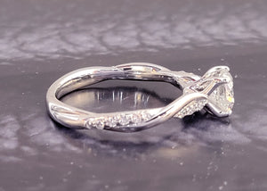 18K W/G Canadian Diamond Engagement Ring with Twisted Detail