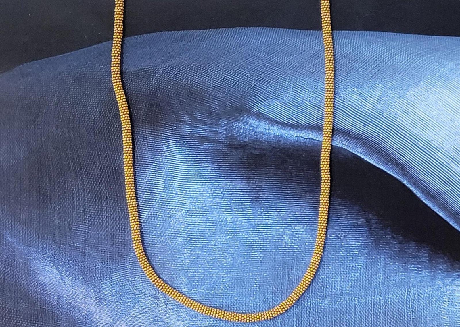 20K Y/G Popcorn Style Beaded Chain with Black Cord