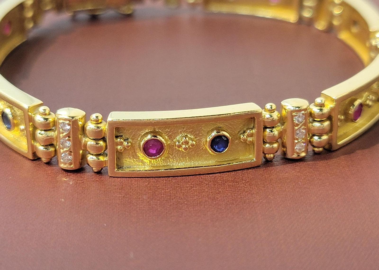 18K YG "LALAoUNIS" Ruby, Sapphire and Diamond Bracelet