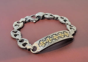 "Gerochristo" Sterling Silver and Gold ID Style Bracelet