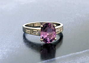 Platinum Purple Sapphire and Diamond Ring