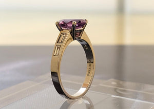 Platinum Purple Sapphire and Diamond Ring