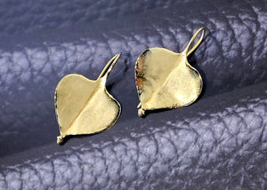 18K Y/G Combination Brushed and Polished Leaf Inspired Earrings