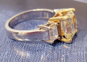 14K W/Y Trinity Ring with Fancy Light Yellow Diamond Centre