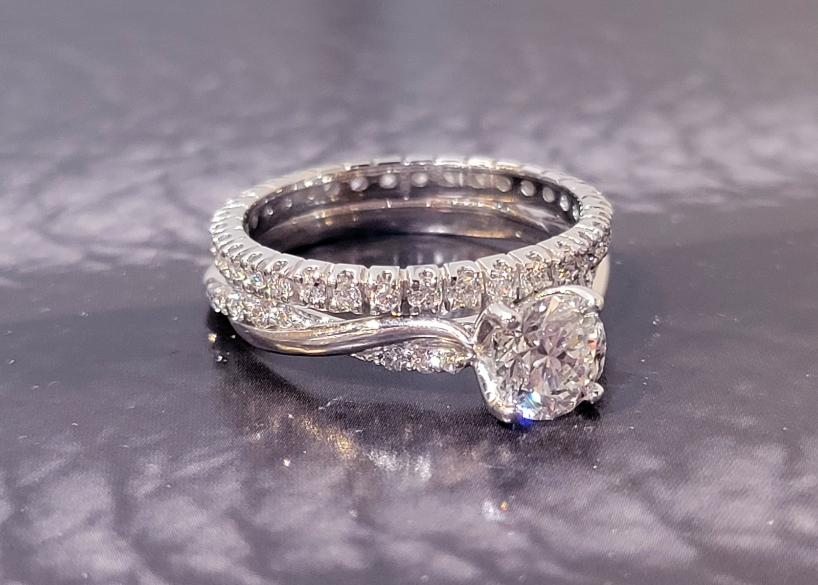 18K W/G Canadian Diamond Engagement Ring with Twisted Detail