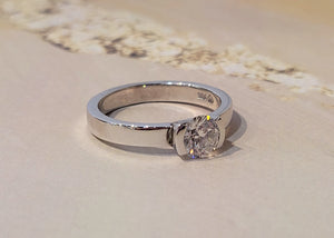 14K W/G Semi Bezel Set Diamond Solitaire Ring