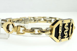 14K Y/W Black Onyx Custom Medic Alert Bracelet