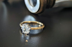 18k Yellow Gold Old Mine Cut Diamond Engagement Ring