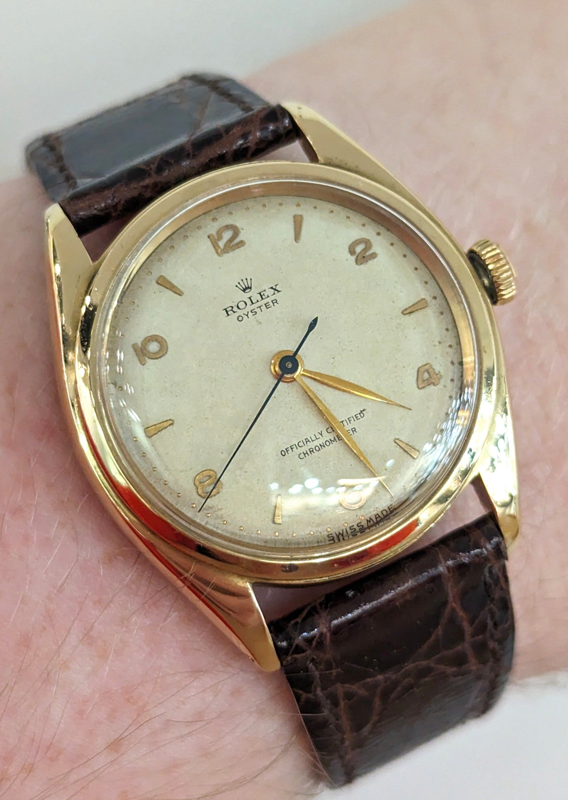 18k Yellow Gold Rolex Wristwatch 1946 47 w Original Box Francis