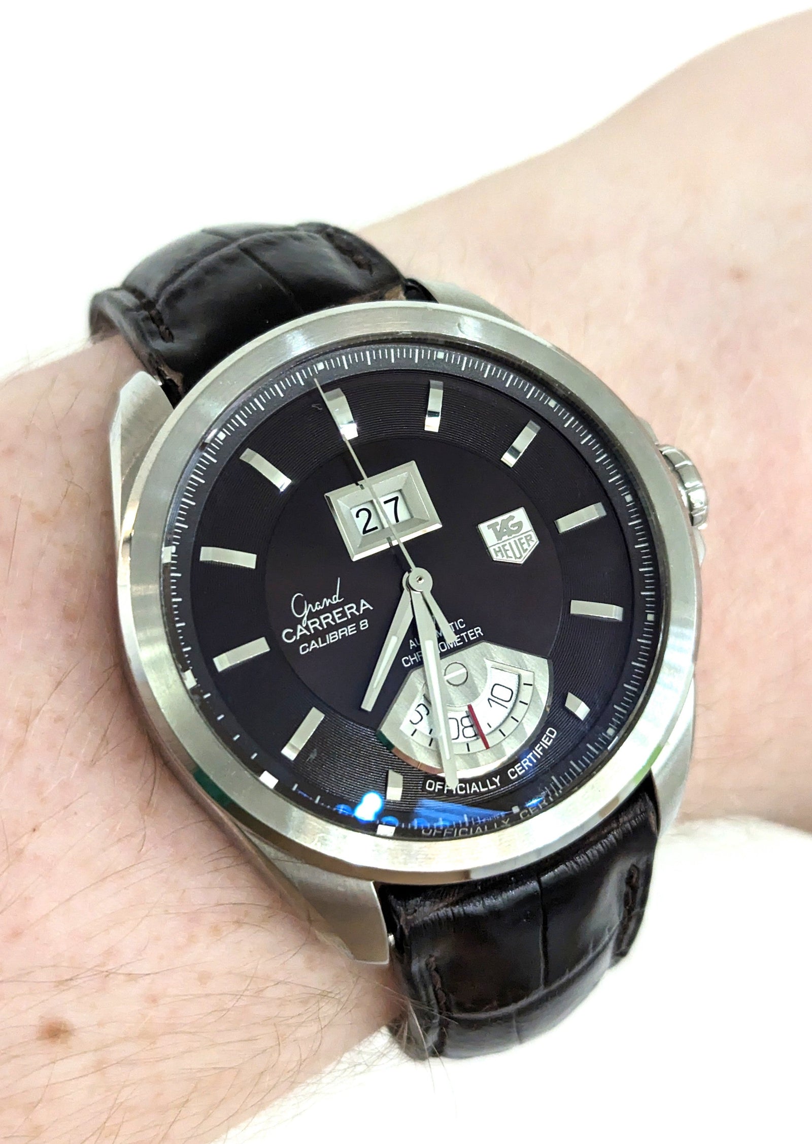 Tag Grand Carrera Calibre 8 GMT Brown Dial with Box/Papers