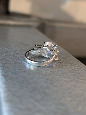 18k White Gold Vintage Natural 3-Diamond Engagement Ring