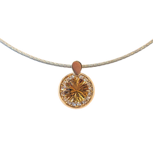 14k Yellow Gold Citrine & Diamond 'Sun' Pendant