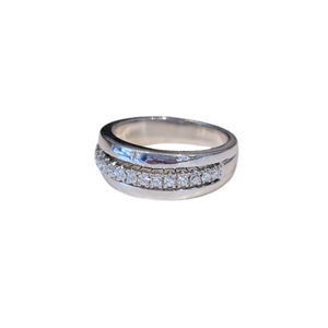 14k White Gold Natural Diamond Wideband Ring