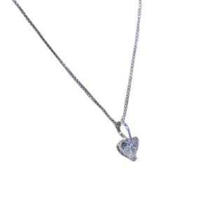 14k White Gold Natural Heart Shape Diamond Chain & Pendant