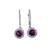 14k W/G Purple Garnet Halo Dangle Earrings