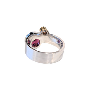 14k White & Yellow Gold Rhodolite Garnet & Diamond Bubble Ring