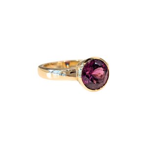 14k Yellow Gold Rhodolite Garnet Bezel Ring