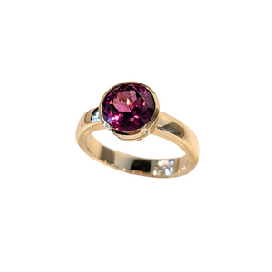 14k Yellow Gold Rhodolite Garnet Bezel Ring