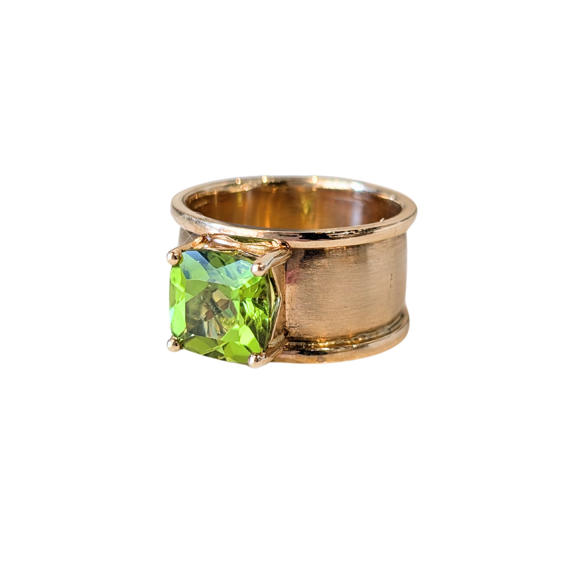 14k Yellow Gold Peridot Wideband Ring