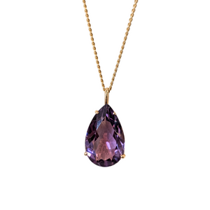 14k Yellow Gold Pear-Shape Amethyst Pendant