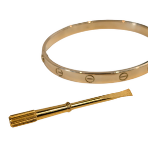 18k Yellow Gold Authentic Cartier Love Bangle, Screwdriver & Papers