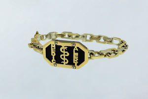 14K Y/W Black Onyx Custom Medic Alert Bracelet