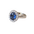 14k White Gold Blue Sapphire & Diamond Halo Ring