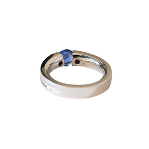 14k White Gold Blue Sapphire & Diamond Tension Ring