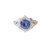 14k White Gold Cornflower Blue Fancy Halo Ring