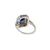 14k White Gold Vintage-Inspired Rectangle Halo Sapphire & Diamond Ring