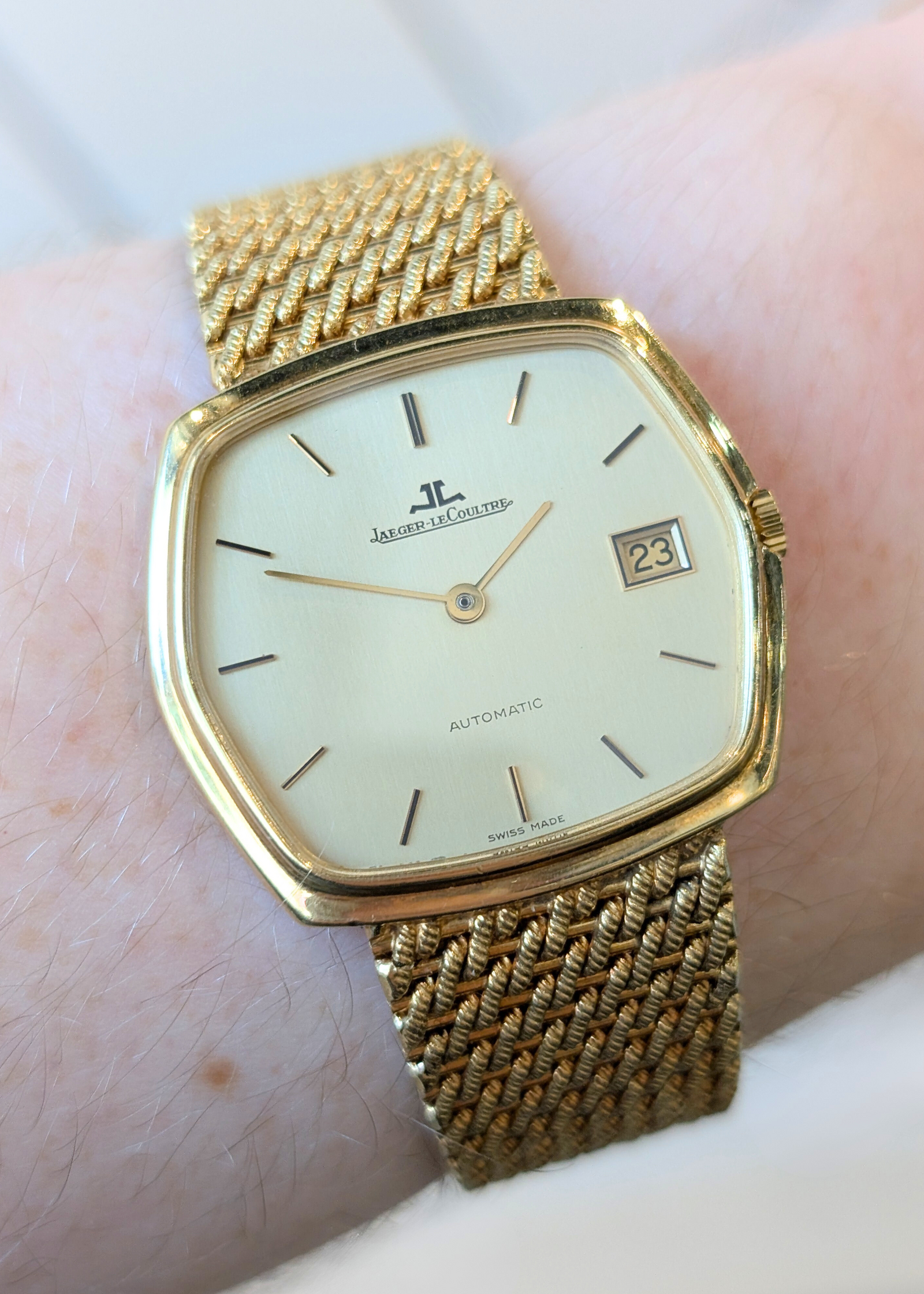 Jaeger Le Coultre 18k Yellow Gold Vintage Hexagon Case Wristwatch