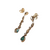 14k Yellow Gold Emerald & Diamond Dangle Earrings