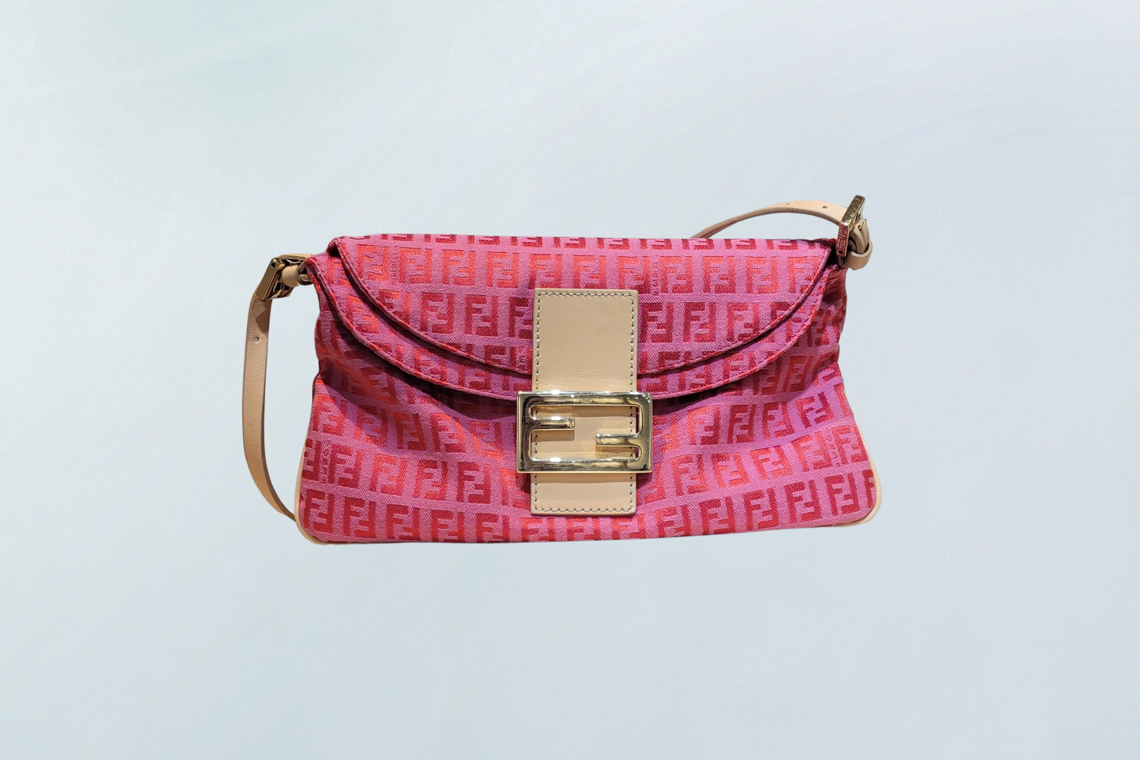 Fendi Zucchino Double Flap Baguette - Francis Jewellers