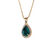 14k Yellow Gold Emerald Cabochon & Diamond Halo Pendant