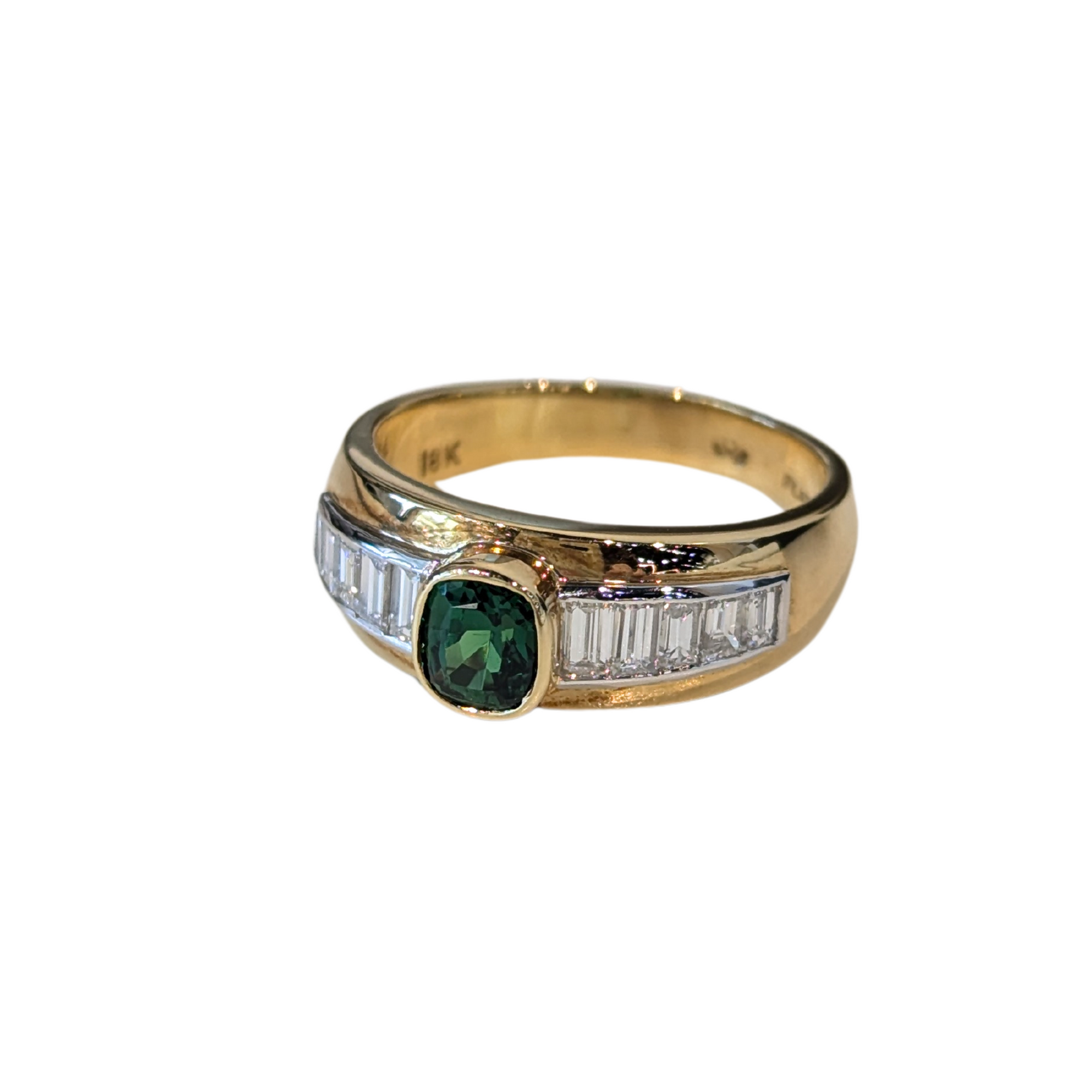 18k Yellow Gold & Platinum Tsavorite Garnet & Diamond Ring