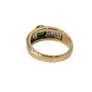 18k Yellow Gold & Platinum Tsavorite Garnet & Diamond Ring