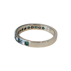 14k White Gold Emerald & Diamond Half-Eternity Band