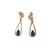 14k Yellow Gold Emerald & Diamond Swirl Drop Earrings