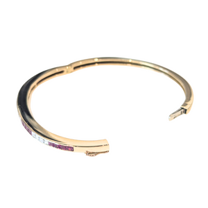 18k Yellow Gold Ruby & Diamond Hinged Bangle Bracelet