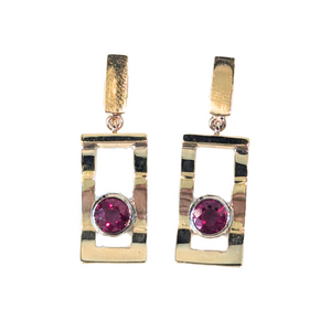 18k Yellow Gold Ruby Window Earrings