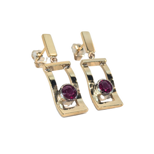 18k Yellow Gold Ruby Window Earrings