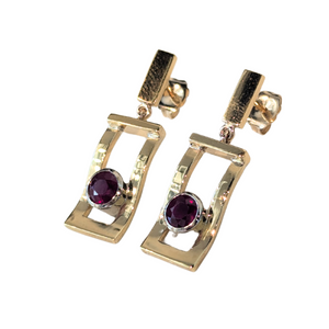 18k Yellow Gold Ruby Window Earrings