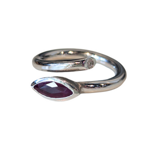 14k White Gold Marquise Ruby Open Concept Ring