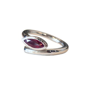 14k White Gold Marquise Ruby Open Concept Ring