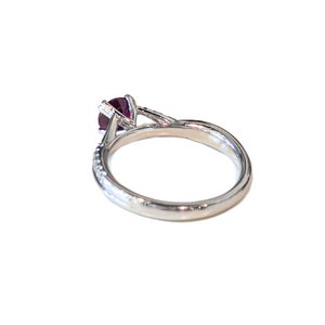 14k White Gold Ruby & Diamond Twist Engagement Ring