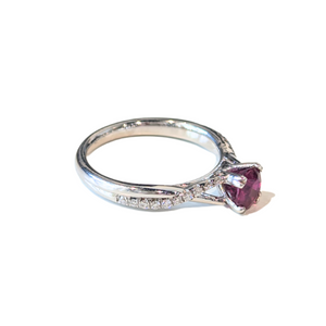 14k White Gold Ruby & Diamond Twist Engagement Ring