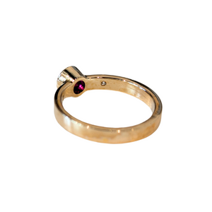 14k Yellow Gold Bezel Set Ruby & Diamond Ring