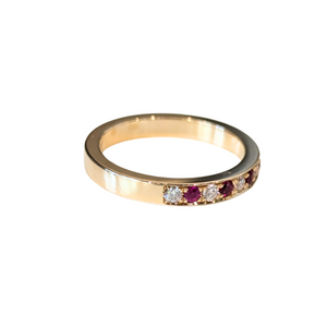 14k Yellow Gold Ruby & Diamond Bead-set Band