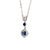 14k White Gold Sapphire & Diamond Halo Bezel Pendant