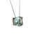 14k White Gold Square Aquamarine Basket Set Pendant